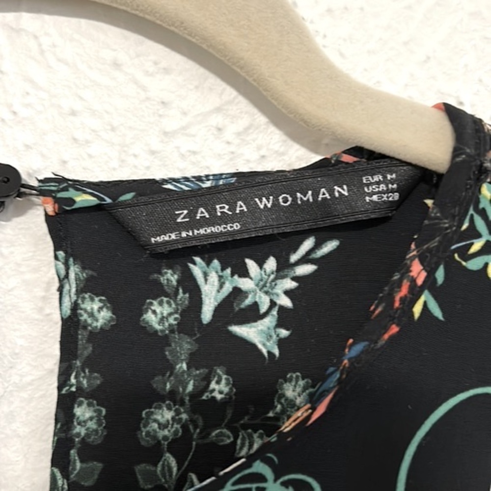 Zara black floral dress M - Picture 6 of 7